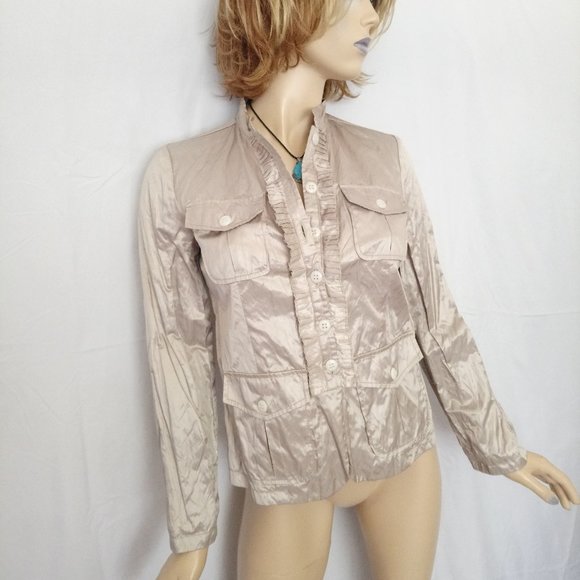 CHICO'S Gold Button Down Jacket Coat Sz 0/S - Picture 2 of 8